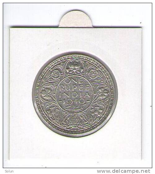 INDIA   -   BRITISH     1 RUPEE   1940   GEORGE VI   Silver Coin - India
