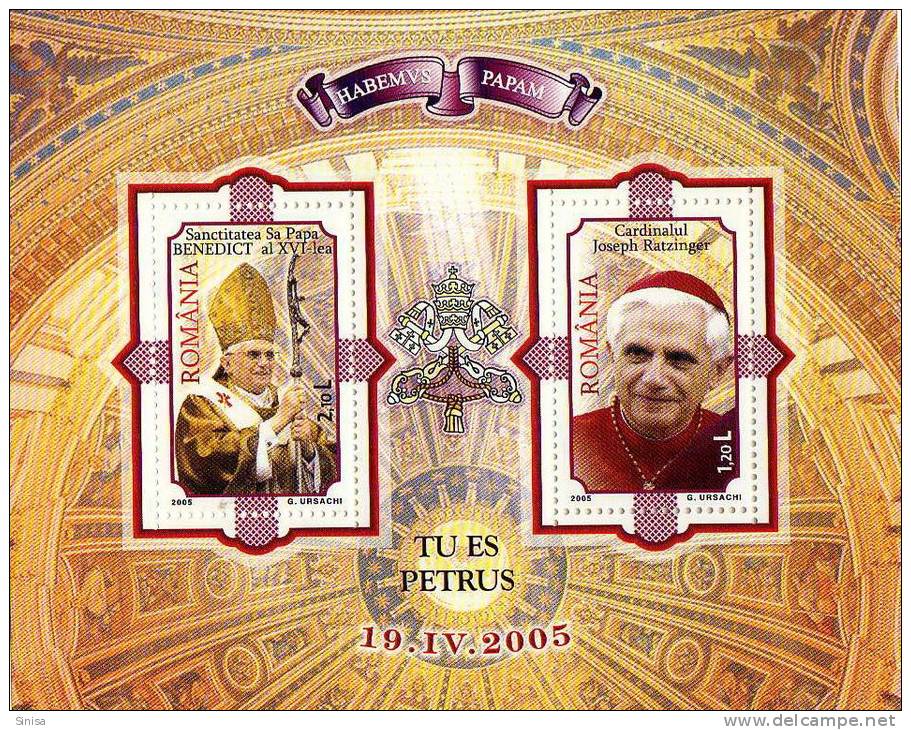 Romania / S/S / Religion / Pope Benedict / Cardinal Joseph Ratzinger - Gebraucht