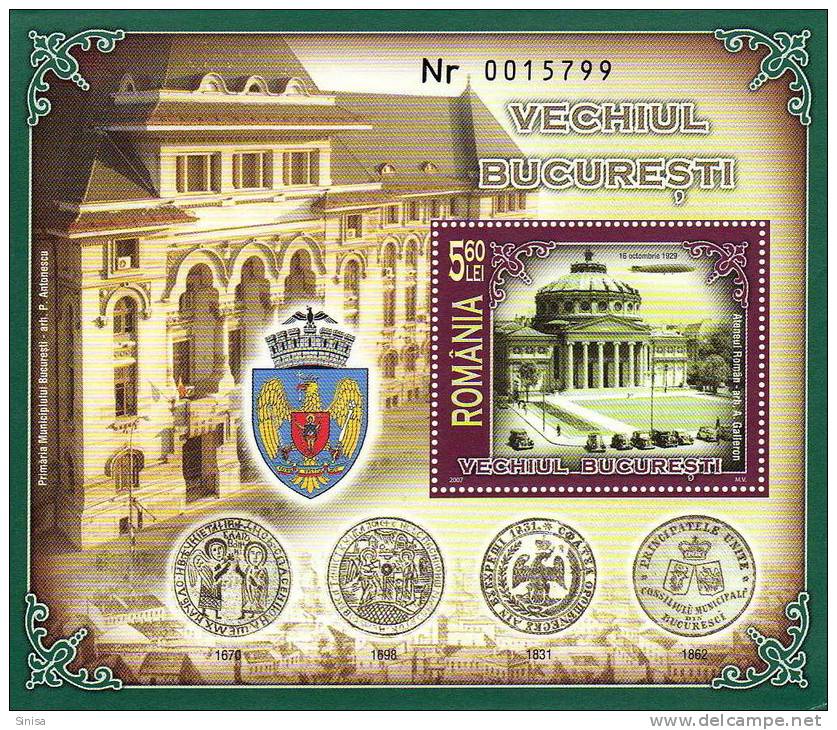 Romania / S/S / City Hall Of Bucurest - Oblitérés