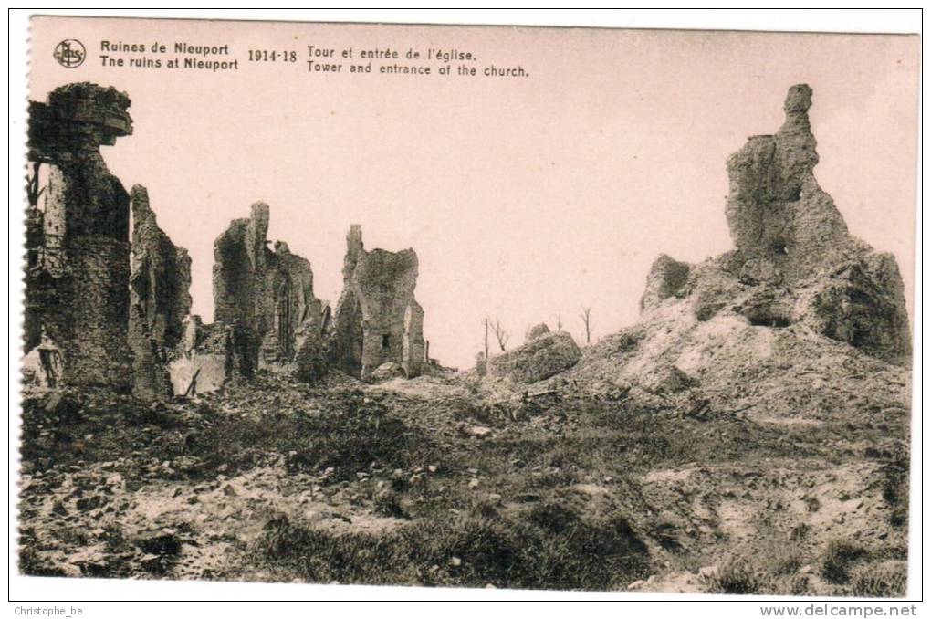 Nieuwpoort, Nieuport, Ruines 1914-18 Tour Et Entrée De L'Eglise (pk8498) - Nieuwpoort