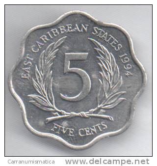 EAST CARIBBEAN STATES 5 CENTS 1994 - Caraibi Orientali (Stati Dei)