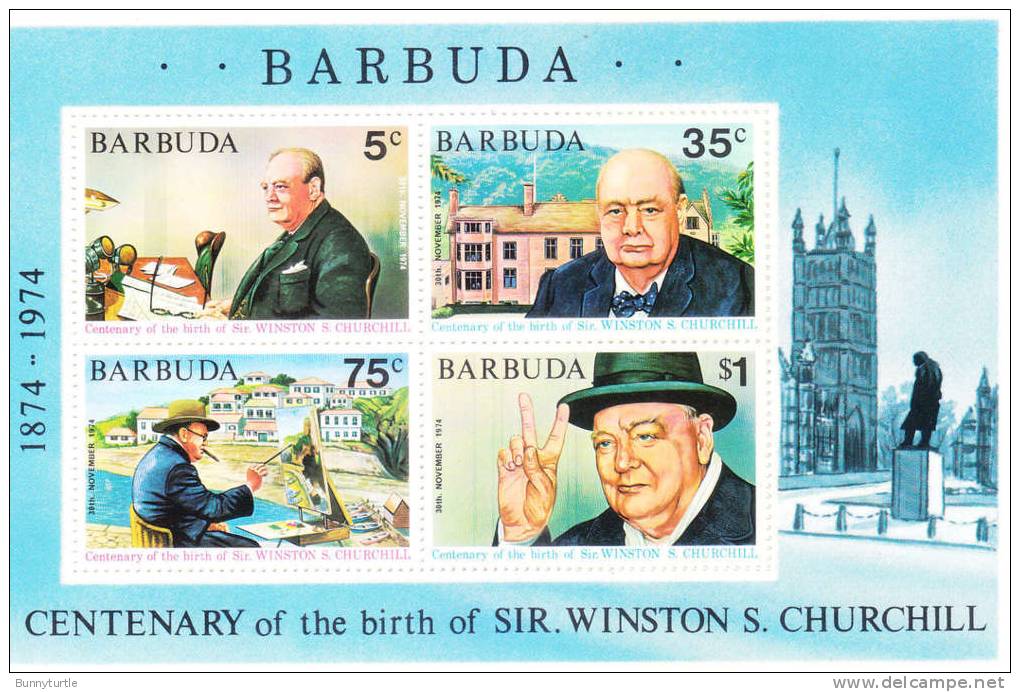 Barbuda 1974 Winston Churchill Centenary Birth S/S MNH - Barbuda (...-1981)