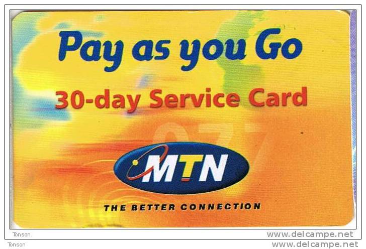 Uganda, MTN, Pay As You Go, 30-day Service Card, 2 Scans. - Ouganda