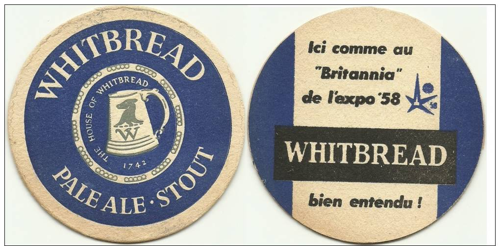 Oud Bierviltje Ancien Sou-bock Old Beercoaster : Whitbread Expo '58 - Bierdeckel