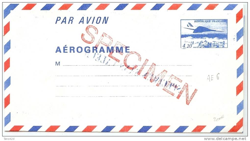 LSAU5 - FRANCE AEROGRAMME "SPECIMEN" DES COURS D'INSTRUCTION CONCORDE 4f20 - Specimen