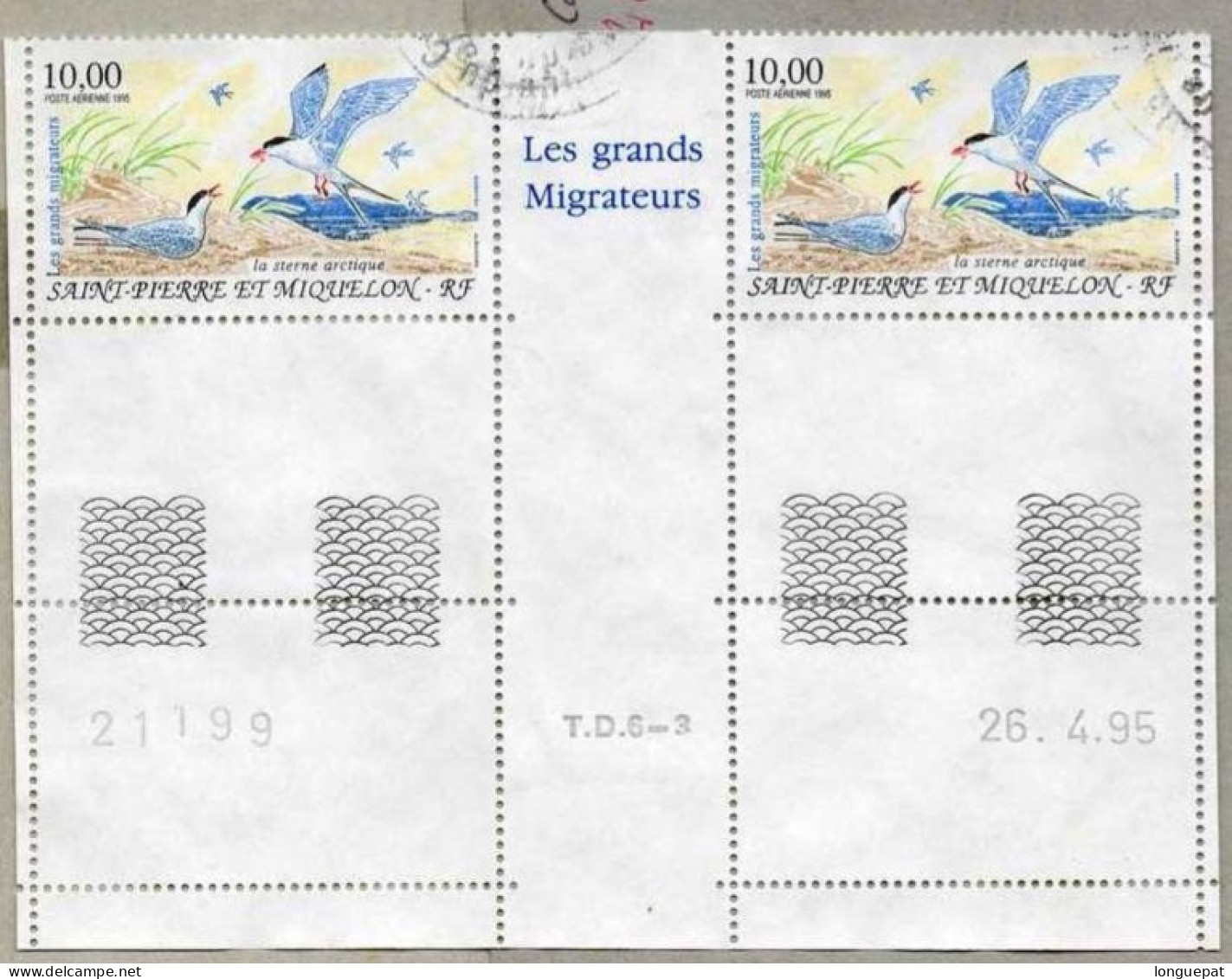 Saint-Pierre Et Miquelon : Oiseau : Le Sterne Arctitique (mère Nourissant Un Petit) : Sterna Paradisaea - - Used Stamps