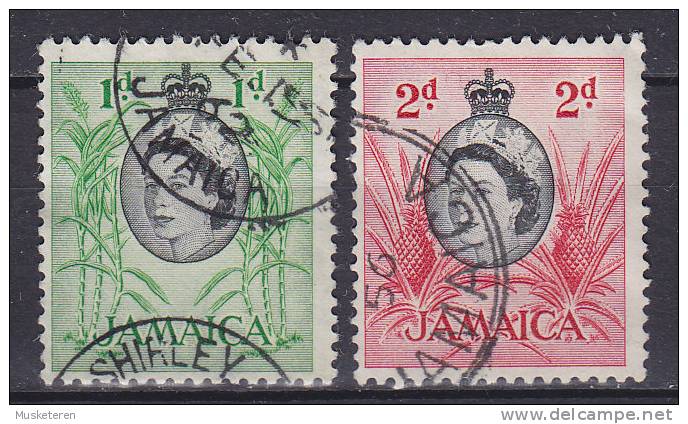 Jamaica 1956 Mi. 162-63 Quenn Königin Elizabeth II. & Zuckerrohr, Ananas - Jamaica (...-1961)