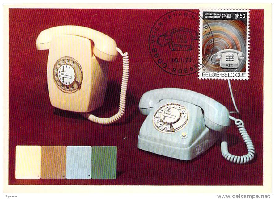 BELGIQUE CARTE MAXIMUM NUM.YVERT 1567 AUTOMATISATION DU TELEPHONE - 1971-1980