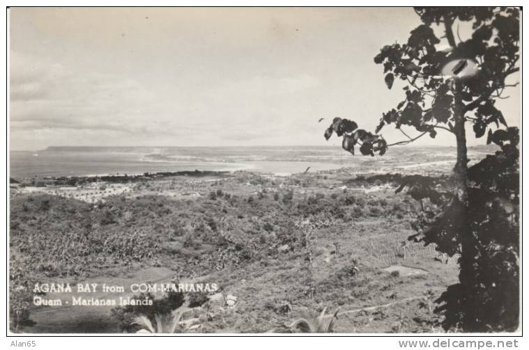 Guam, Agana Bay Seen From Com-Marianas, C1940s/50s Vintage Real Photo Postcard - Guam