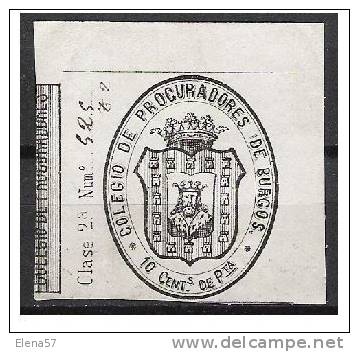 088A-SELLO FISCAL COLEGIO PROCURADORES BURGOS NEGRO 10 SIGLO XIX - Revenue Stamps