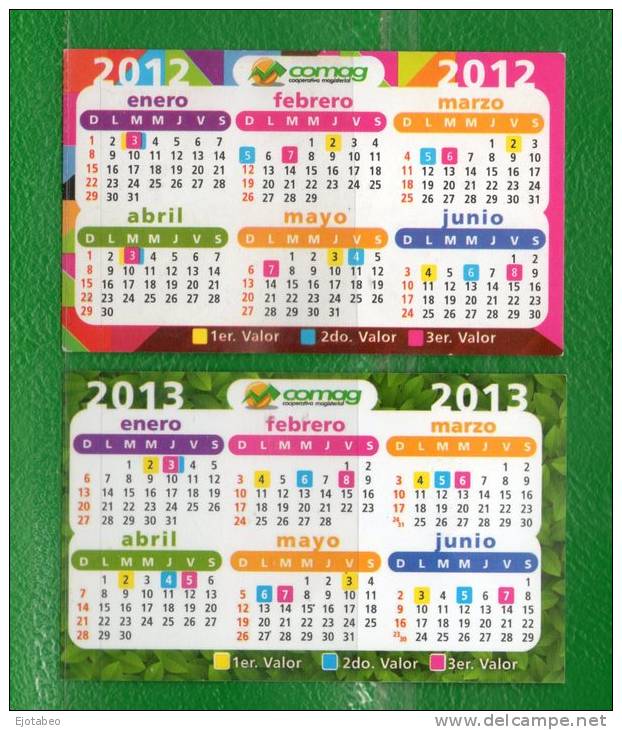 10-URUGUAY-Calendarios-2012  Y  2013 Coop. Magisterial - Calendars