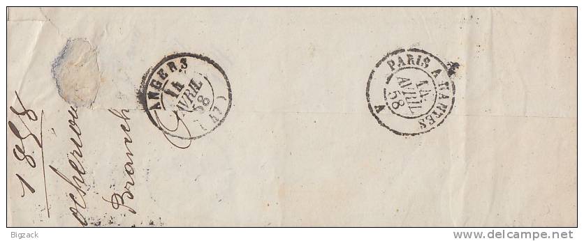 Frankreich Brief Minr.13 Montbalon 13.4.58 - 1853-1860 Napoleone III