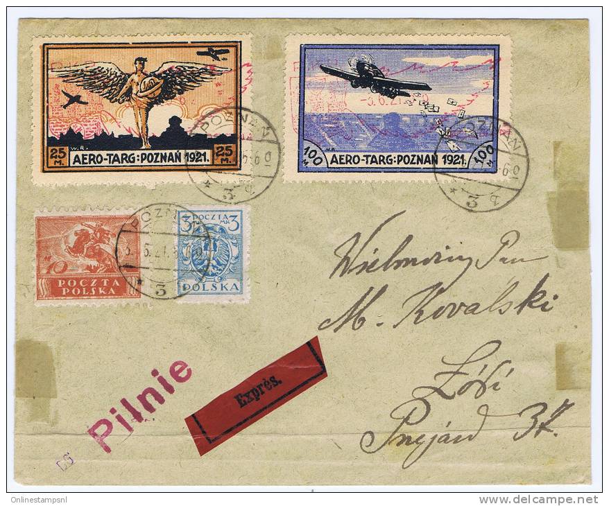 Poland Poznan 1921  Mi  I + II Vorläufer On Express Cover Signed At Front DG - Covers & Documents