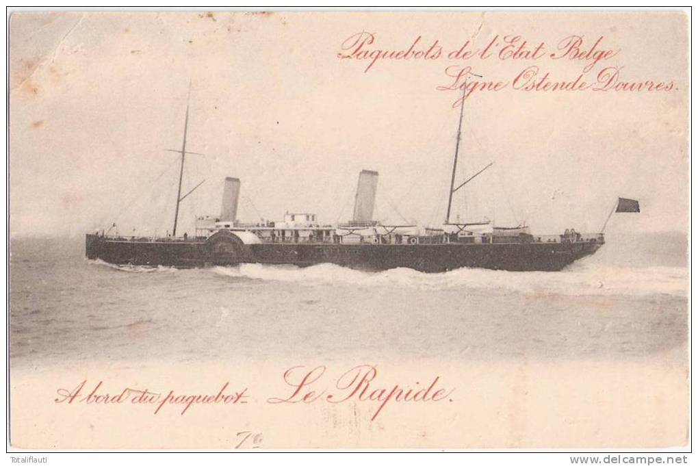 Paquetbot S De L´Etat Belge Ligne Ostende Douvres A Bord Du Paquetbot Le Rapide Ungelaufen - Postkarten 1909-1934