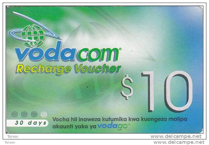 Tanzania, $10, Vodacom, GSM Recharge Voucher, 2 Scans. (01.06.2002) - Tanzania