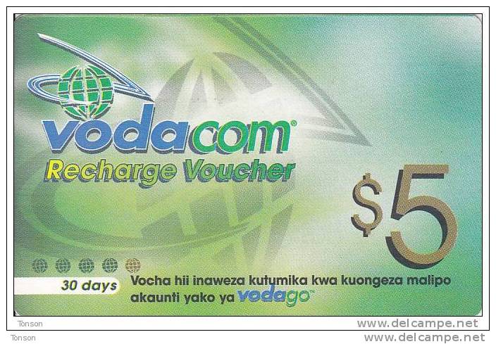 Tanzania, $5, Vodacom, GSM Recharge Voucher, 2 Scans. (04.04.2003) - Tanzania