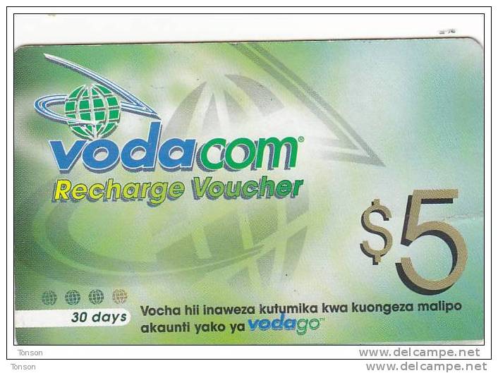 Tanzania, $5, Vodacom, GSM Recharge Voucher, 2 Scans. (01.06.2002) - Tanzanie