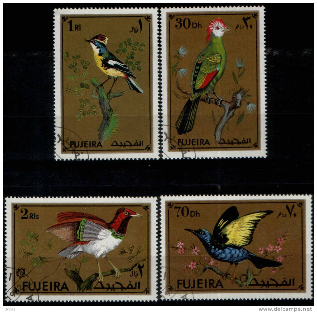 BIRDS / FUJEIRA / 4 VFU STAMPS / 3 SCANS . - Mussen