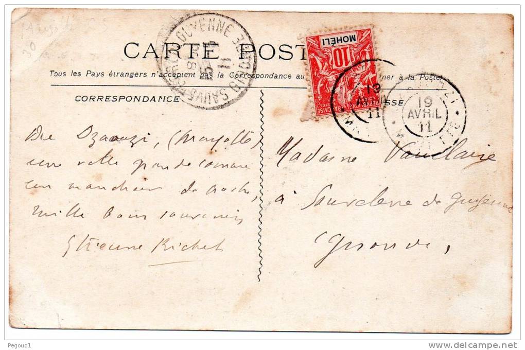 CARTE POSTALE ANCIENNE. MAYOTTE. TRAVAUX PUBLICS. POSTES. 1911. - Mayotte