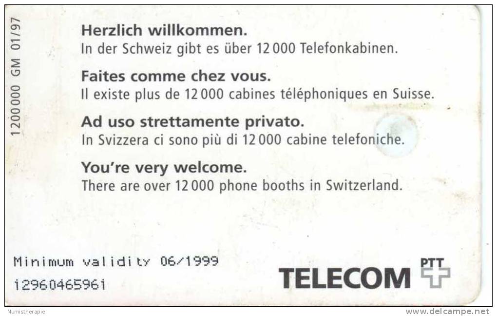 Suisse : Swiss Telecom Taxcard CHF 5 : Cabin Téléphonique 1997 - Telefoni