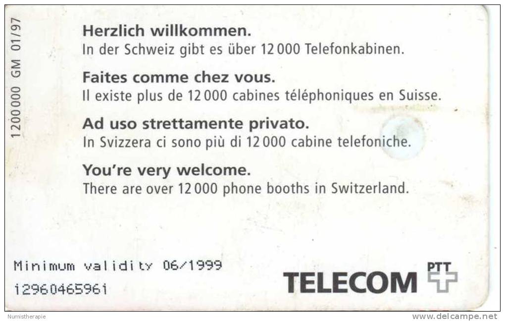 Suisse : Swiss Telecom Taxcard CHF 5 : Cabin Téléphonique 1997 - Téléphones
