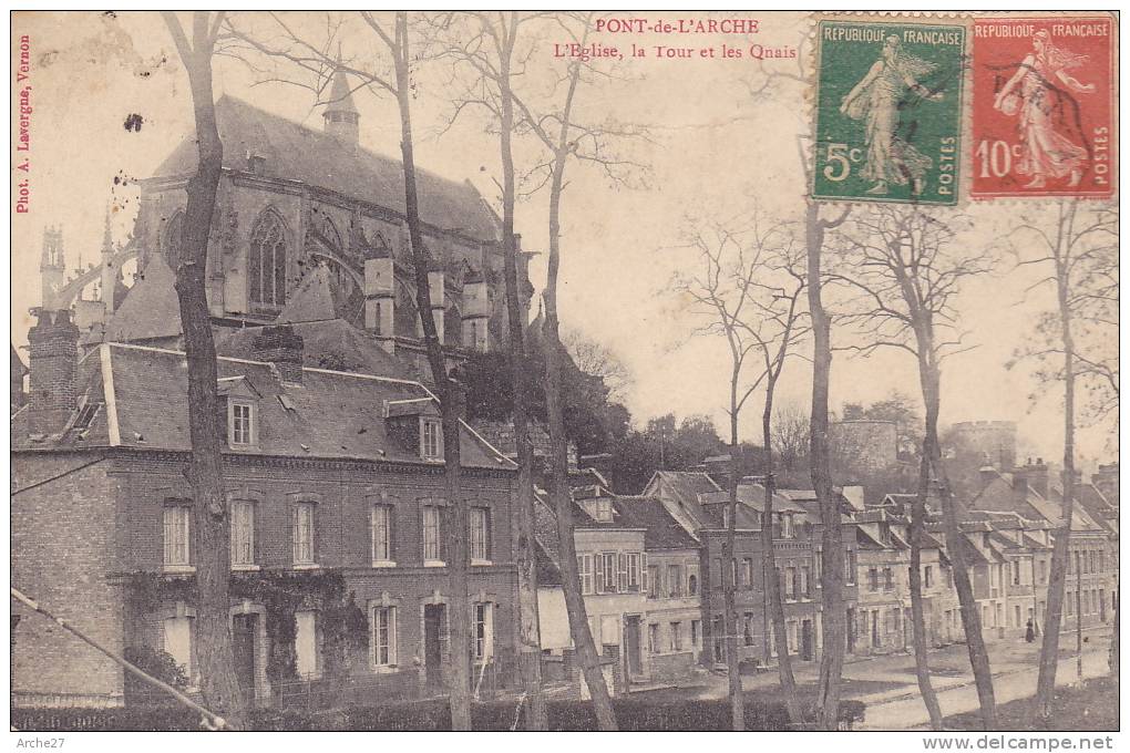 CPA  - 27 - PONT DE L'ARCHE - L'église La Tour Et Les Quais - Pont-de-l'Arche