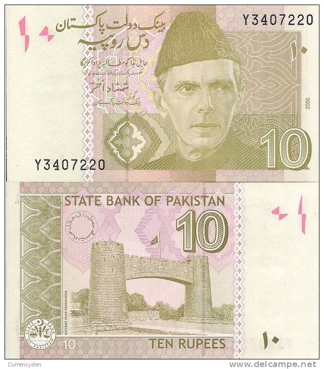 Pakistan P-45a, 10 Rupee,Mohammed Ali Jinnah /  Khyber Pass Peshawar - Pakistan