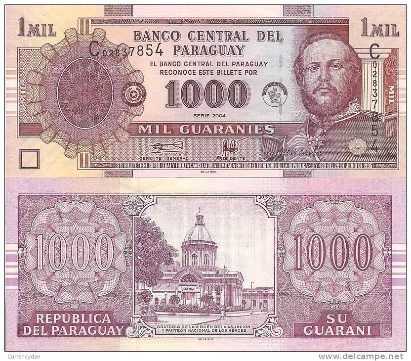 Paraguay P222a, 1000 Guarani, Francisco Solano Lopez / Legislative Bldg - Paraguay