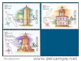 Russia 2005 Architecture Lighthouses Of Barents & White Sea Lighthouse Geography Map Michel 1273-1275 - Collections