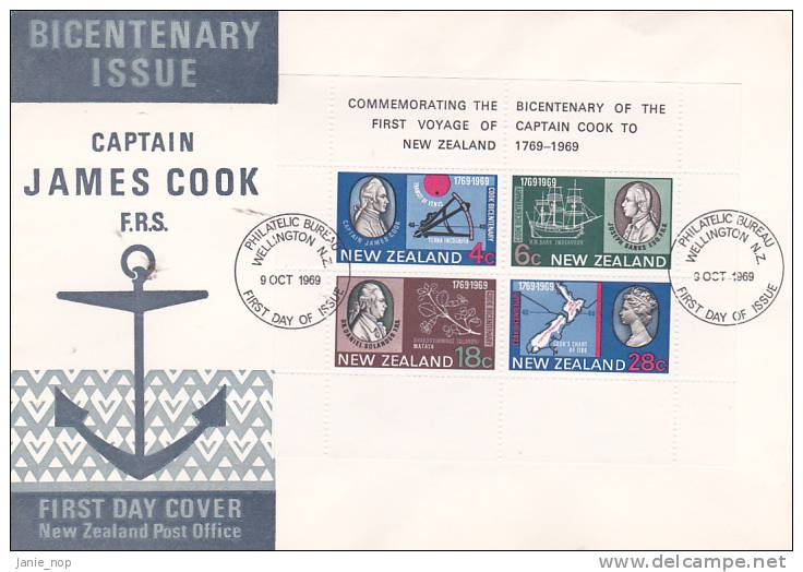 New Zealand 1969 Cook Bicentenary  Mini Sheet  FDC - FDC