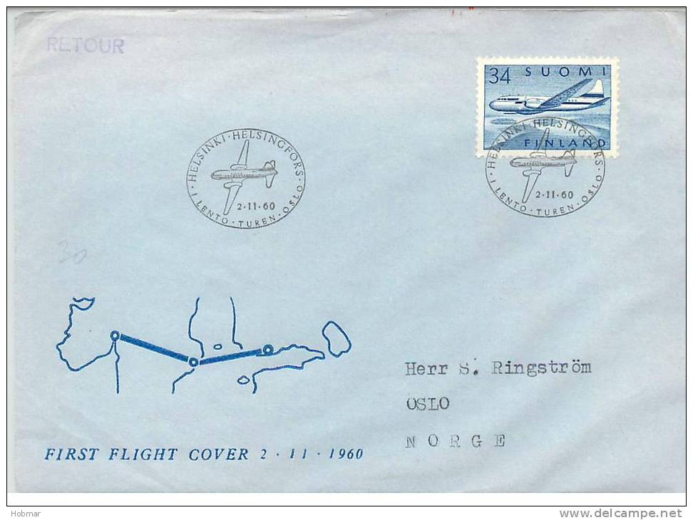 Finland Airmail 2-11-1960 First Flight Cover - Brieven En Documenten