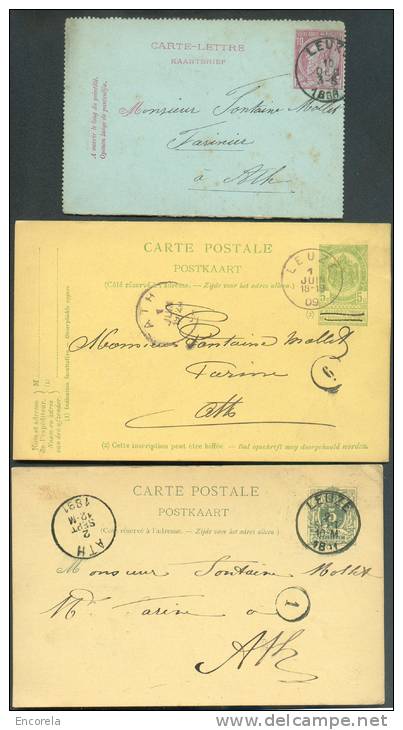 Lot De 3 EP Cartes Ou Carte-lettre Obl. De LEUZE - 8506 - Postcards 1871-1909
