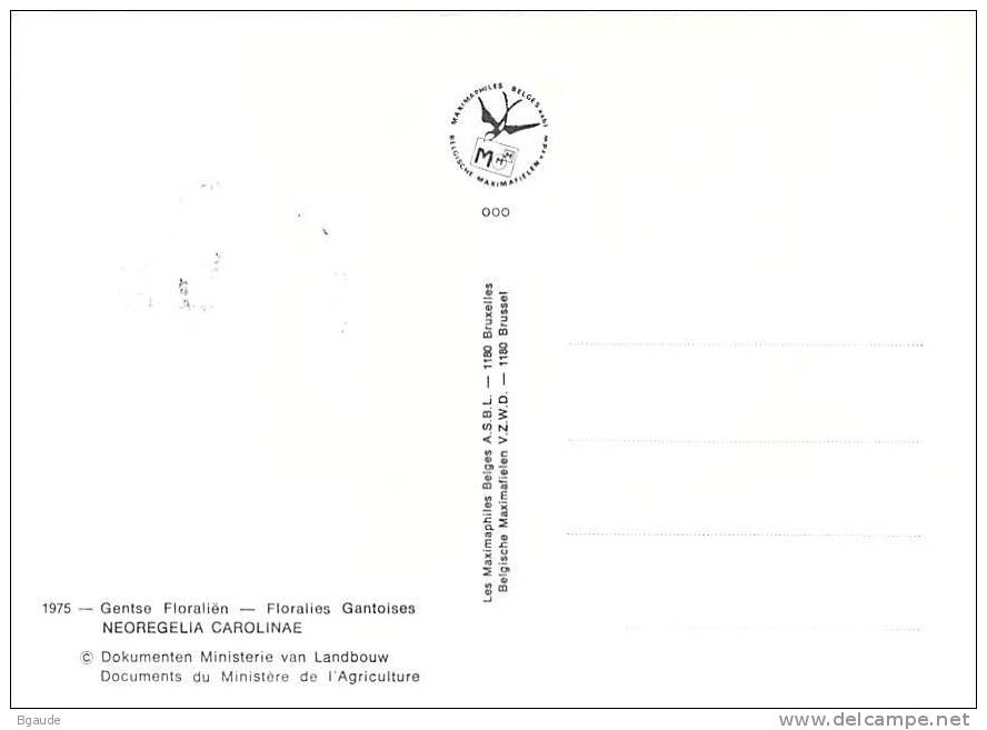 BELGIQUE CARTE MAXIMUM NUM.YVERT 1741  FLORALIES  GANTOISES - 1971-1980