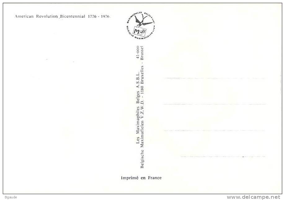 BELGIQUE CARTE MAXIMUM NUM.YVERT 1792 INDEPENDANCE DES ETATS UNIS - 1971-1980