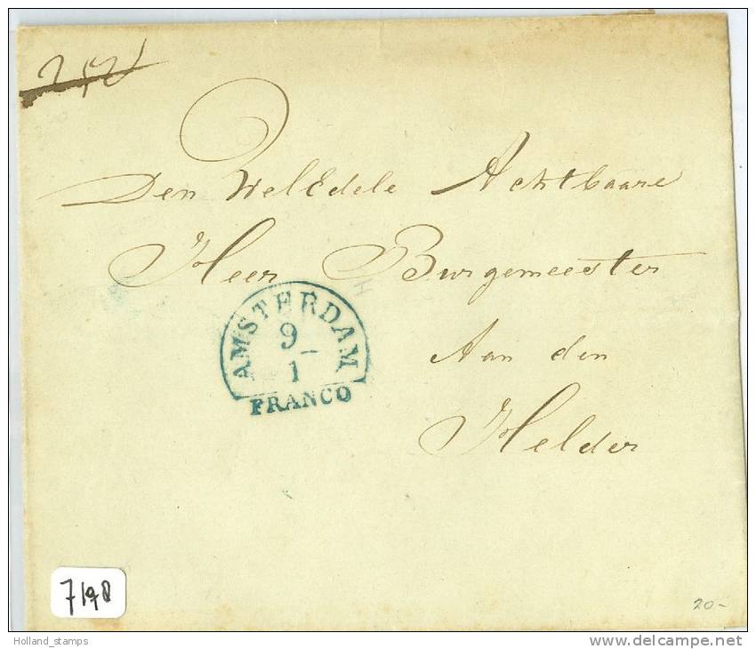 VOORLOPER * BRIEFOMSLAG Uit 1844 Van AMSTERDAM Aan De BURGEMEESTER Ta DEN HELDER (7198) - ...-1852 Préphilatélie