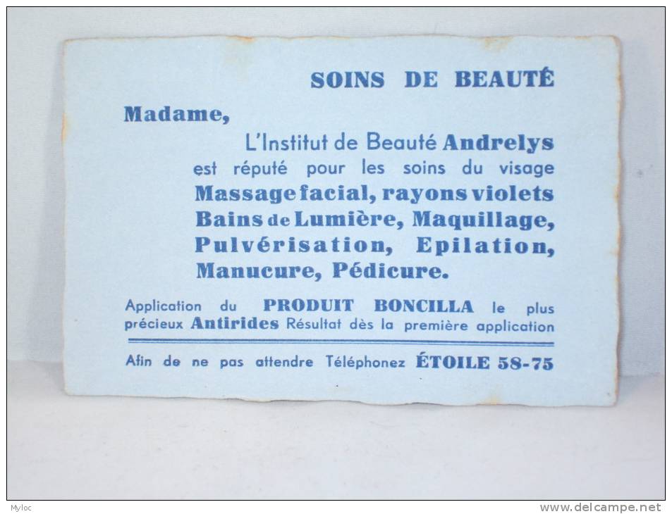 Carte De Visite. Coiffure De Dames," Andrelys" Spécialiste Du Cheveu, Rue Du Général Lanrezac, Etoile. Paris - Cartes De Visite