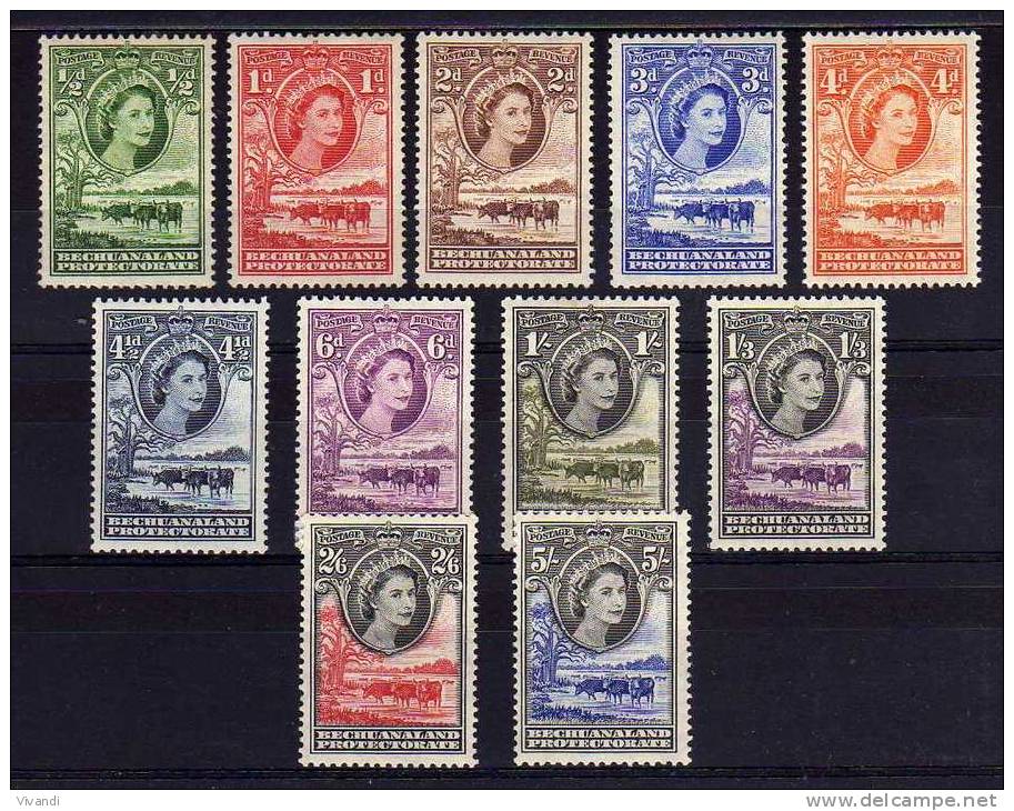 Bechuanaland - 1955/58 - Definitives (Part Set) - MH - 1885-1964 Protectorat Du Bechuanaland