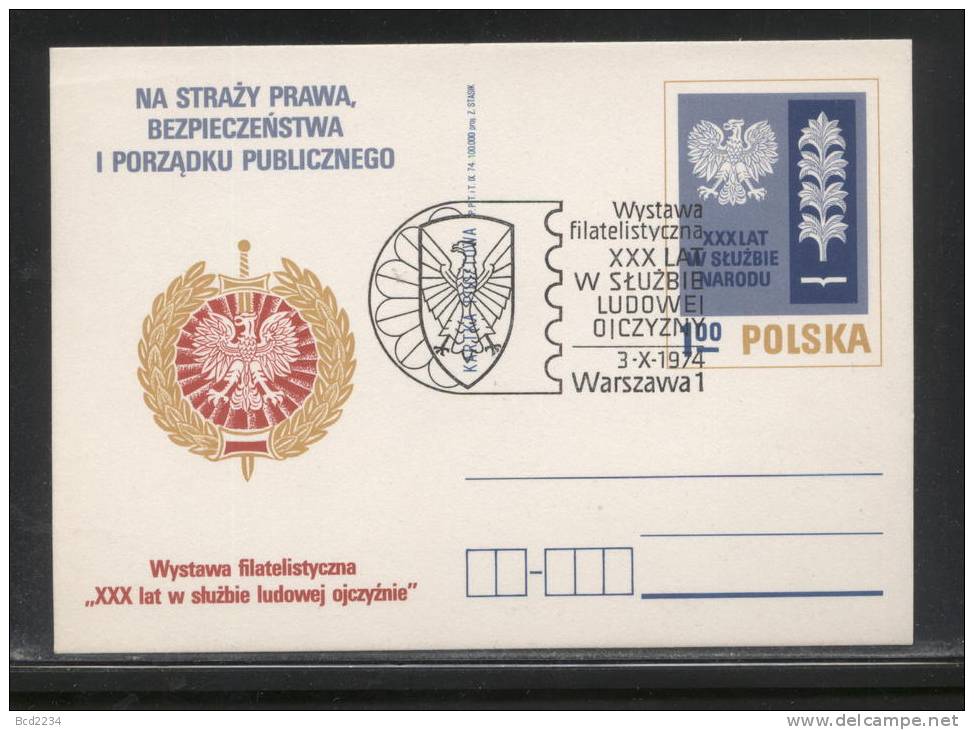 POLAND 1974 30TH ANNIVERSARY POLISH SECURITY SERVICES & POLICE MO SB SET (3) PHIL EXPO COMM CANCEL MILITIA SECRET POLICE - Police - Gendarmerie