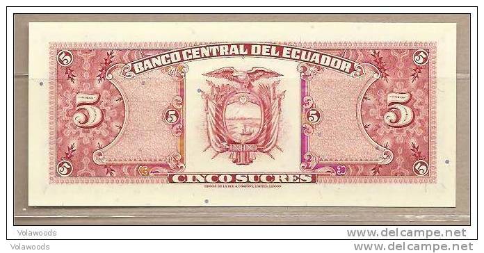 Ecuador - Banconota Non Circolata FdS Da 5 Sucres P-113d.5 - 1988 #19 - Equateur