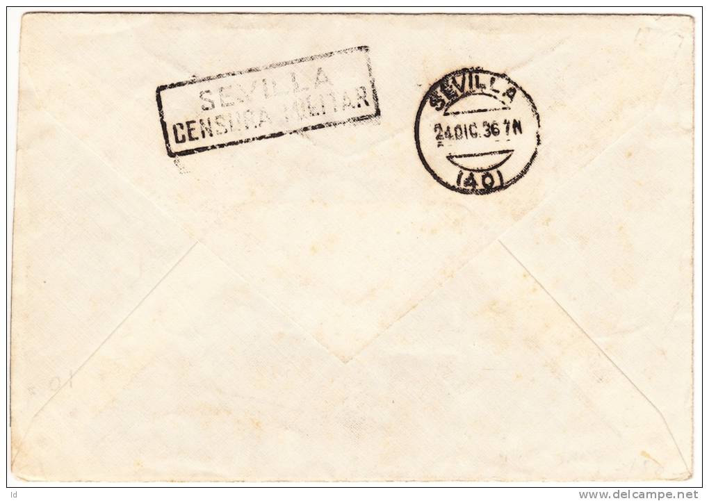 SPAIN COVER 1926 WITH PATRIOTICOS SET LA LINEA DE LA CONCEPTION TO SEVILLA - Nationalistische Ausgaben