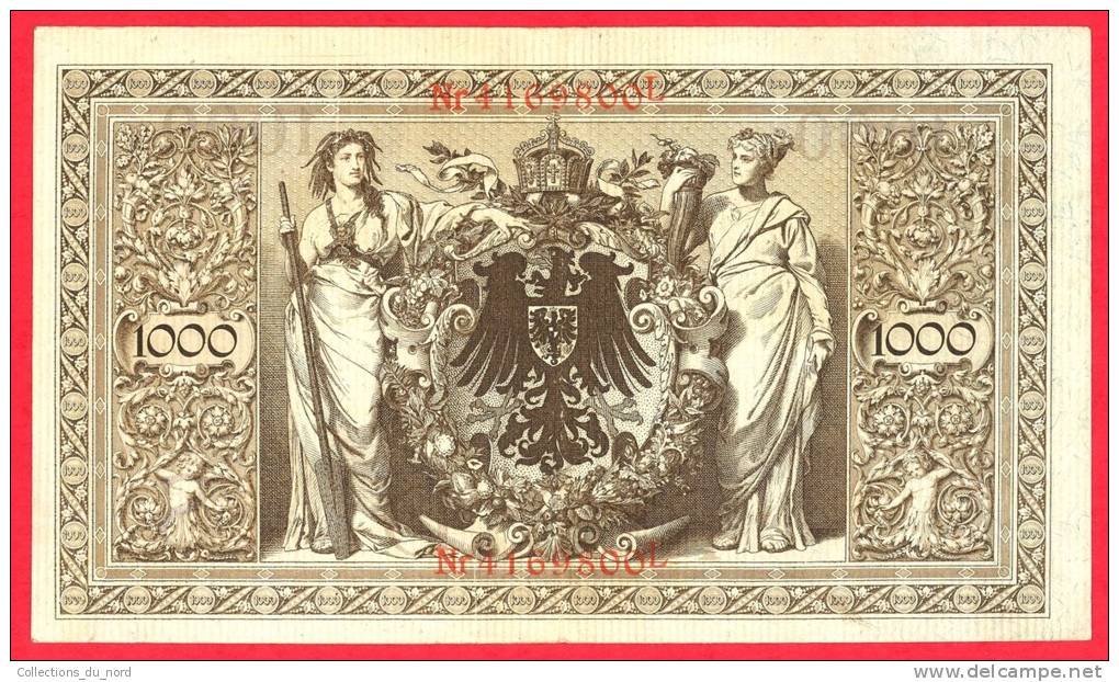 Germany  -  1000 Marks - Red Seal - Large Banknote - 1910 / Papier Monnaie - Billet Allemagne - 1000 Mark