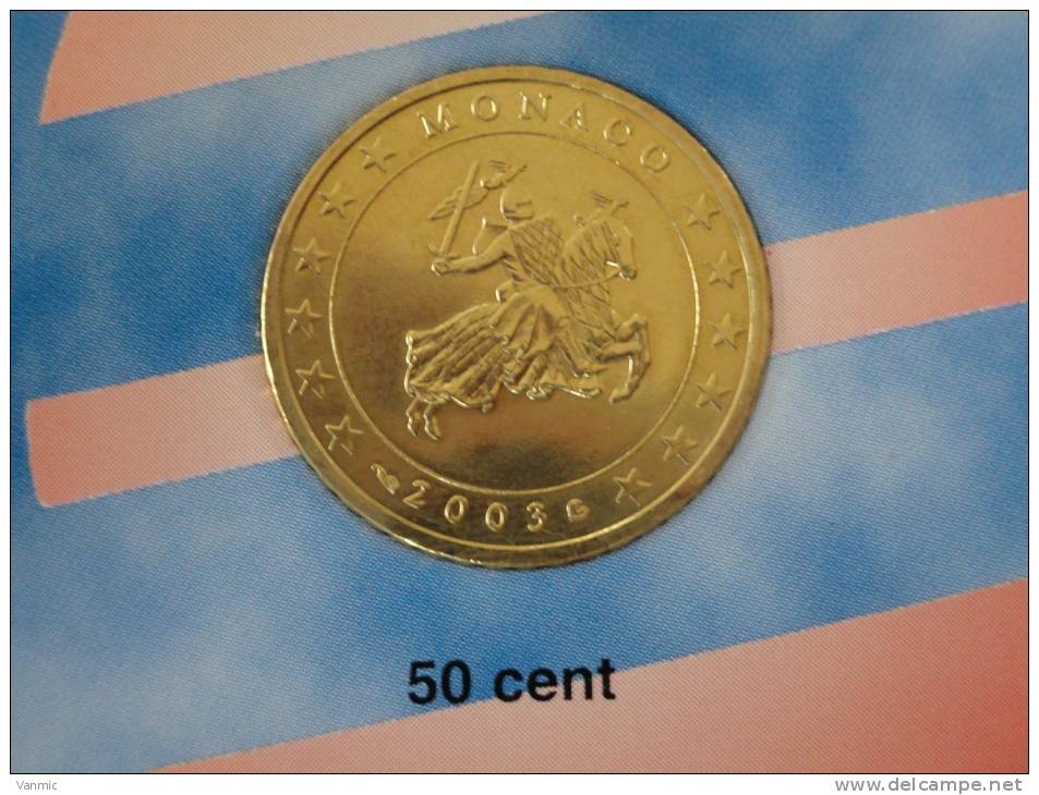 2003 - 50 Cents Centimes D' Euro Monaco Issue Du Coffret - Monaco