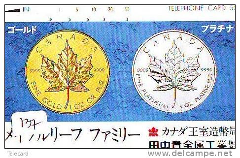 Télécarte Japon * Pièce De Monnaie (137) Money * Coin Munten Munzen * Geld * PHONECARD JAPAN * TK * CANADA * MAPLE LEAF - Timbres & Monnaies