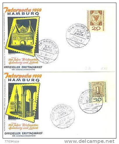 2  Ersttagsbriefe  Interposta 1959   Bundesrepublik - 1948-1960