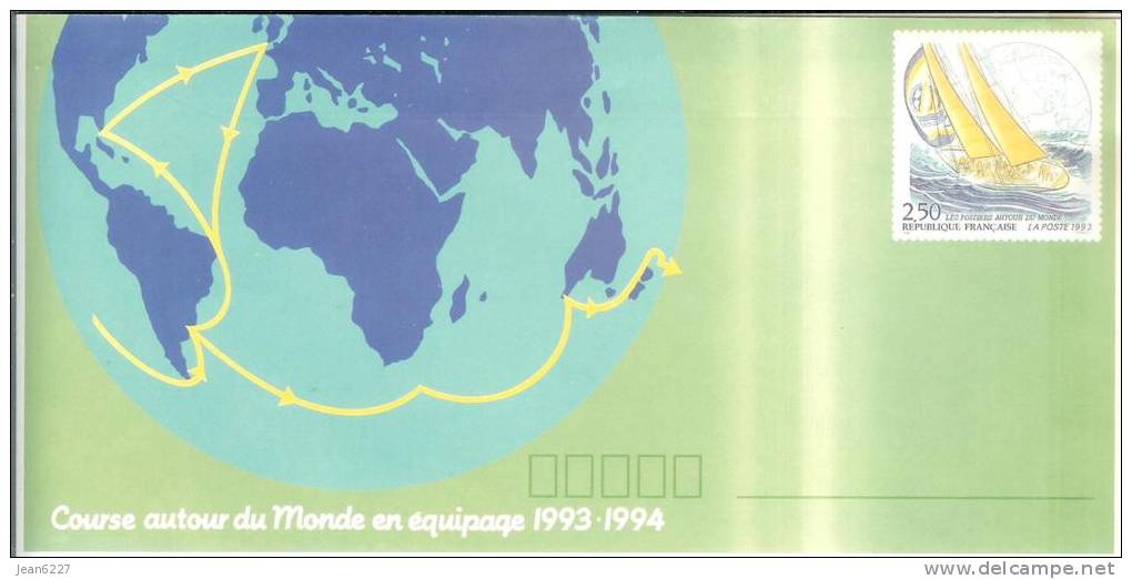 Postiers Autour Du Monde - Course Autour Du Monde En équipage 1993-1994 - 1 Enveloppe PAP - Enveloppes Types Et TSC (avant 1995)