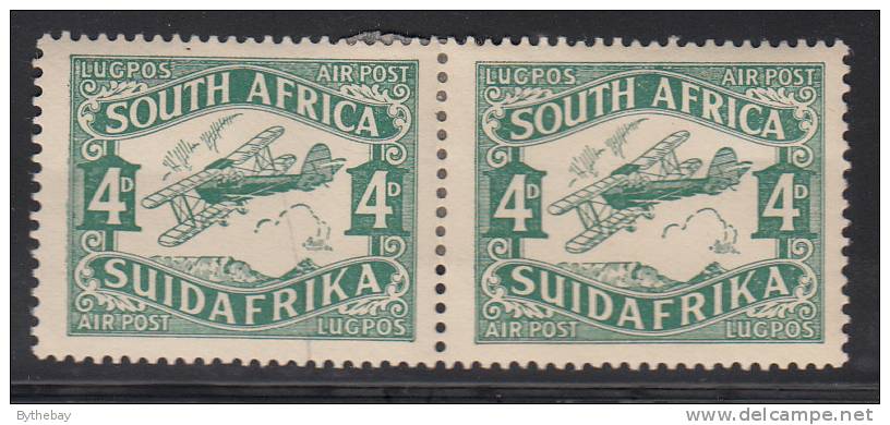 South Africa MH Scott #C5 Horizontal Pair 4p Biplane In Flight - Creased - Poste Aérienne