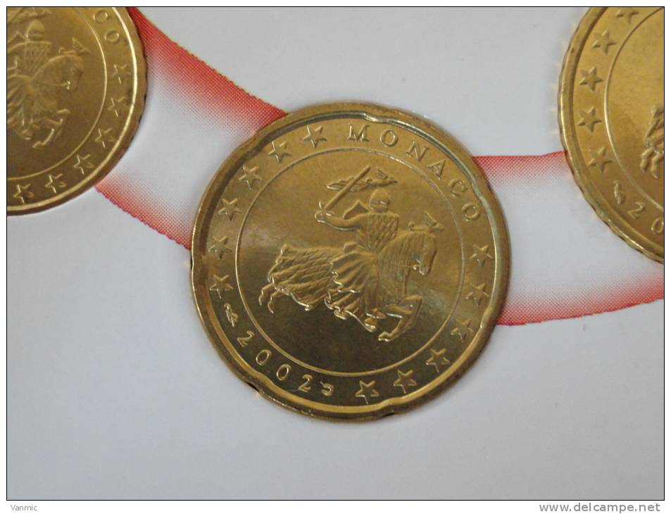 2002 - 20 Cents Centimes D' Euro Monaco Issue Du Coffret - Monaco