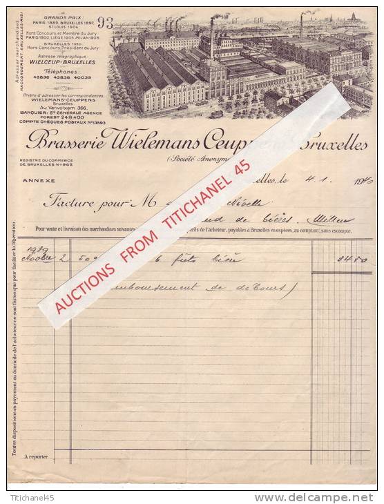 Facture Illustrée De 1940 - BRUXELLES-FOREST-VORST 366 Avenue Van Volxem - BRASSERIE WIELEMANS CEUPPENS - Other & Unclassified