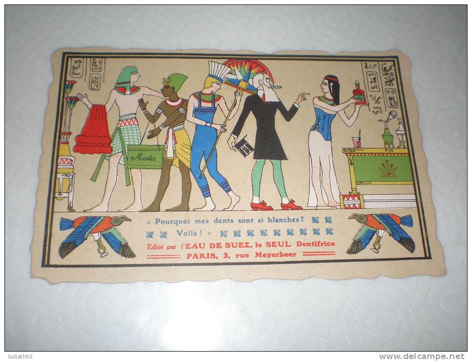 CPA L´Eau De Suez Le Seul Dentifrice N°5 - Illustration Scène Egypte Ancienne Hiéroglyphe Et Pharaon - Publicité