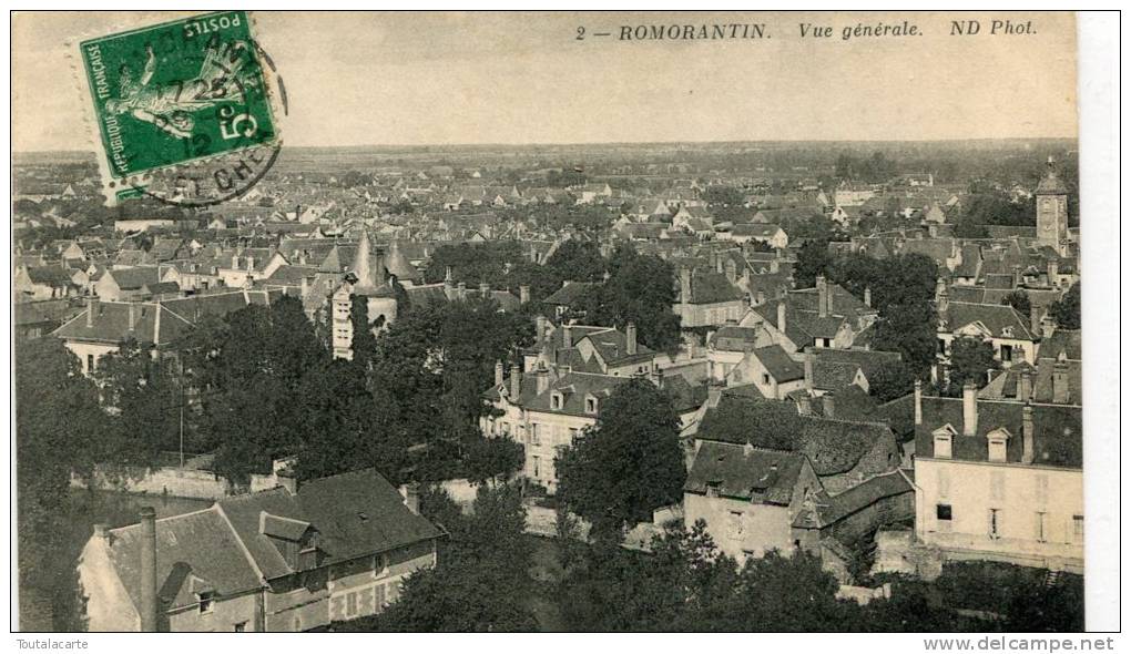 CPA 41 ROMORANTIN VUE GÉNÉRALE 1912 - Romorantin